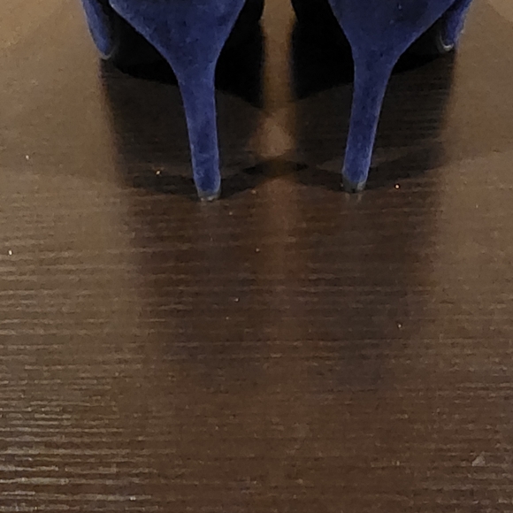 Blue Faux Suede Heels - Picture 2 of 3